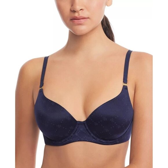 Lauren Ralph Lauren Repeat-Logo T-shirt Bra, 4L0016 Navy Blue Size 32C MSRP $58 - Picture 1 of 4